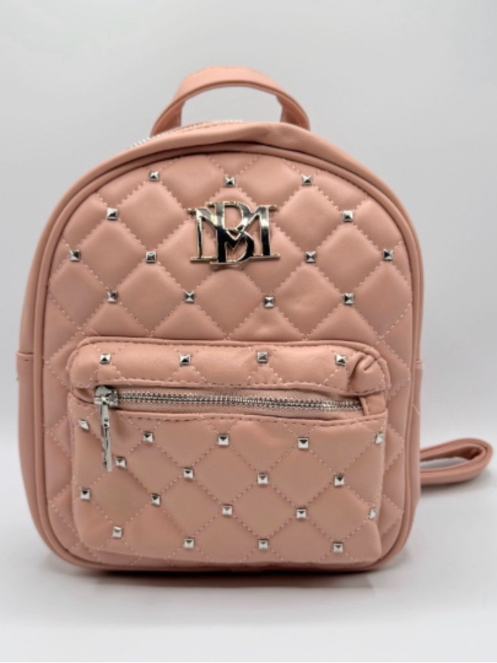 NWT Badgley Mischka Pink Quilted Studded Mini Backpack Blush